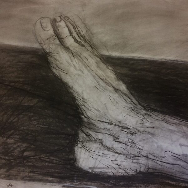 Carlos Zapata. Foot 1989
charcoal and conte on canson ingres paper, 64cm x 48cm