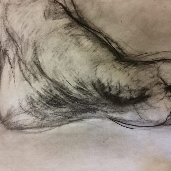 Carlos Zapata. Foot, 1989
charcoal  on canson Ingres paper, 64cm x 48cm